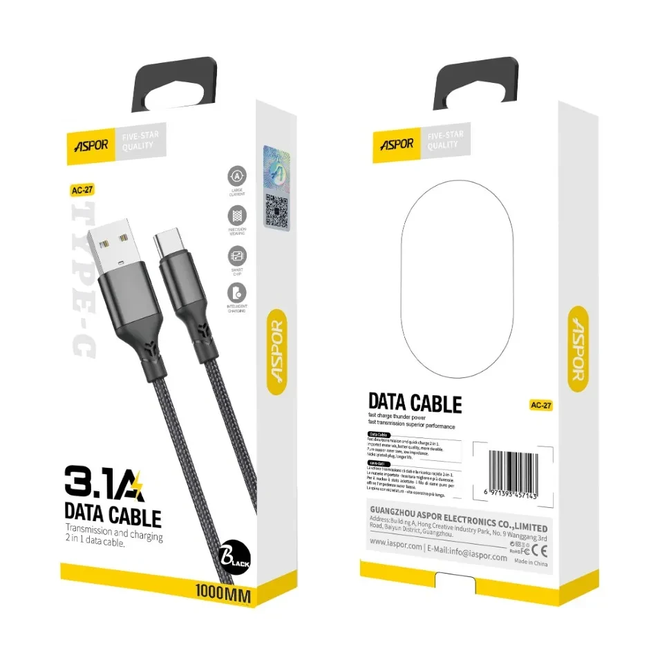 كابل أسبور 1 متر 3.1 أمبير  تايب C