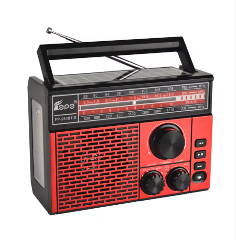 راديو شحن شمسي وبلوتوث متنقل - AM/FM/SW مع كشاف طوارئ 4 في 1 (FP-260BT-S)