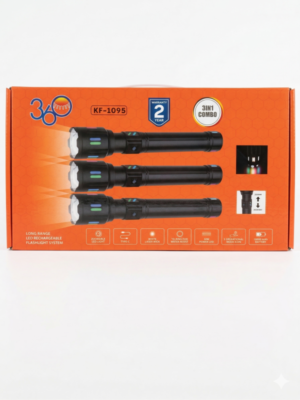 كشاف KF-1095 الاحترافي المطور – طقم 3 في 1