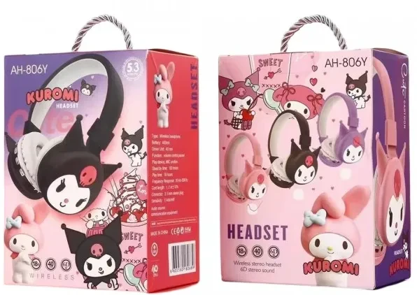 سماعات رأس لاسلكية بتقنية البلوتوث بتصميم شخصية كرتونية كورومي AH806Y